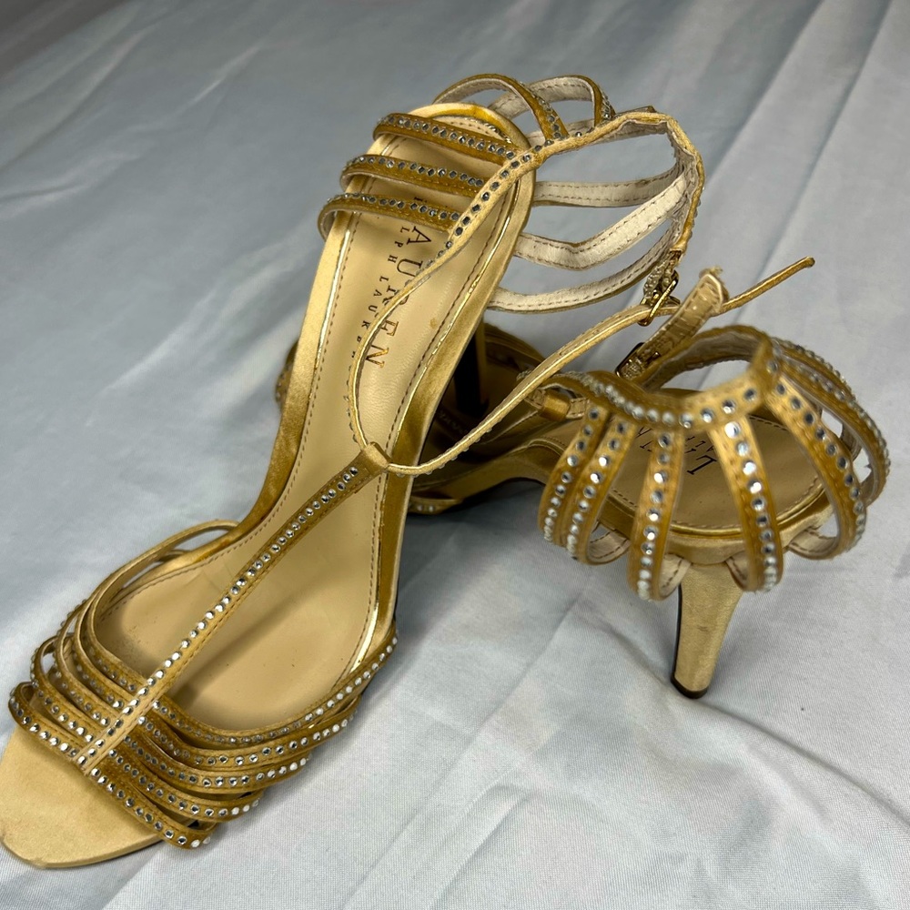 Lauren Ralph Lauren T-Strap Heels with Rhinestone